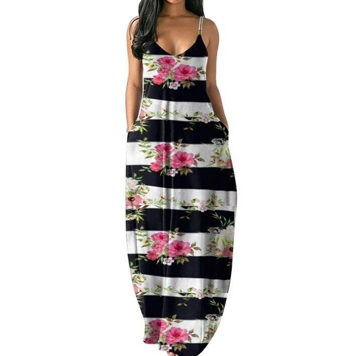 Floral Boho Spaghetti Strap Maxi Dress