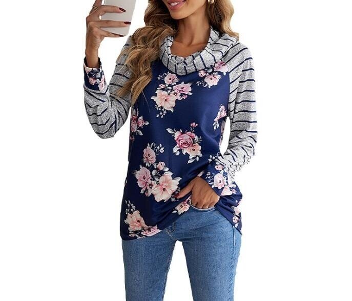 Striped Hooded Long Sleeved Casual Sweatshirt