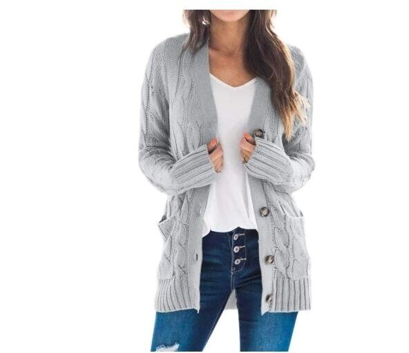 Open Front Cardigan Button Down Sweater with Pockets