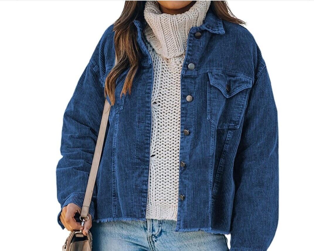 Long Sleeve Button Down Shirt Corduroy Jacket