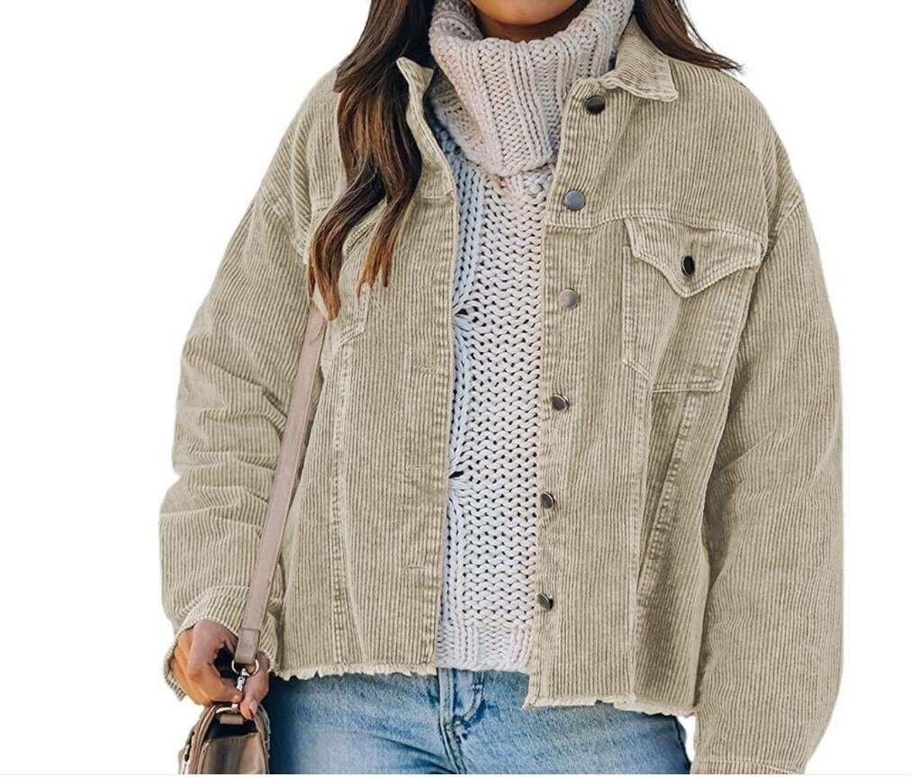 Long Sleeve Button Down Shirt Corduroy Jacket