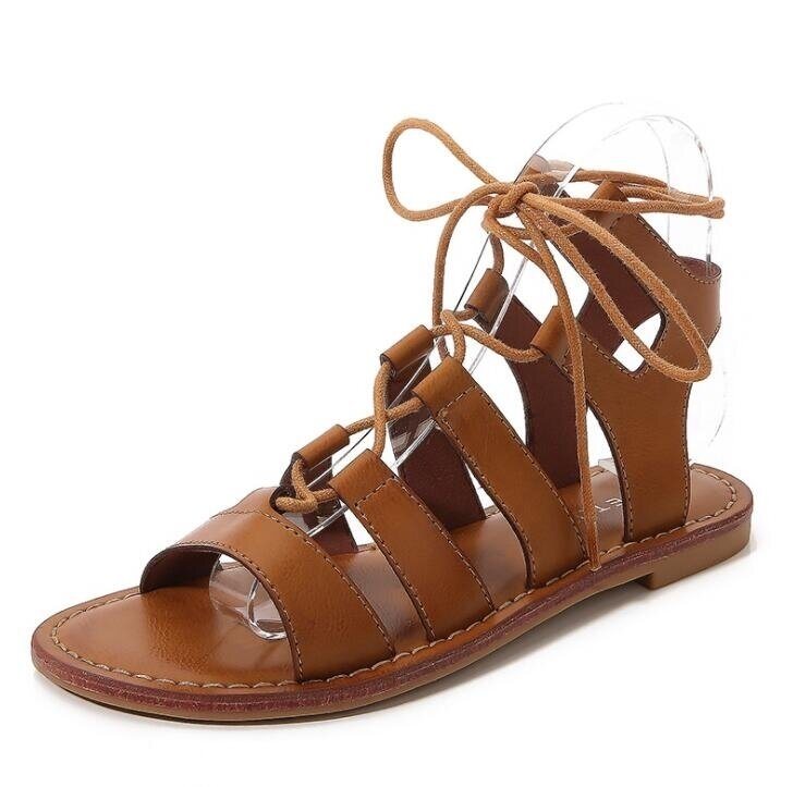 Sandals Flat Strappy Lace Up Sandals