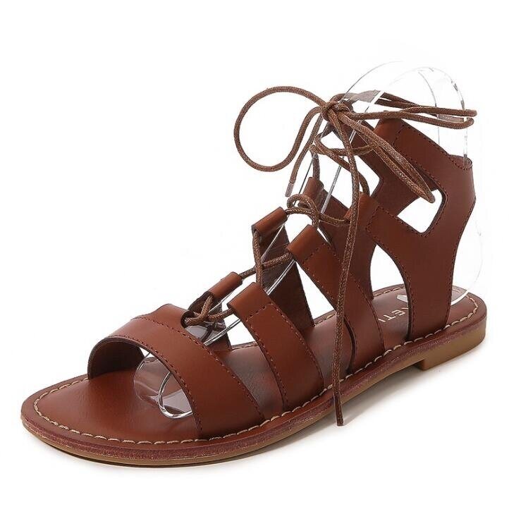 Sandals Flat Strappy Lace Up Sandals