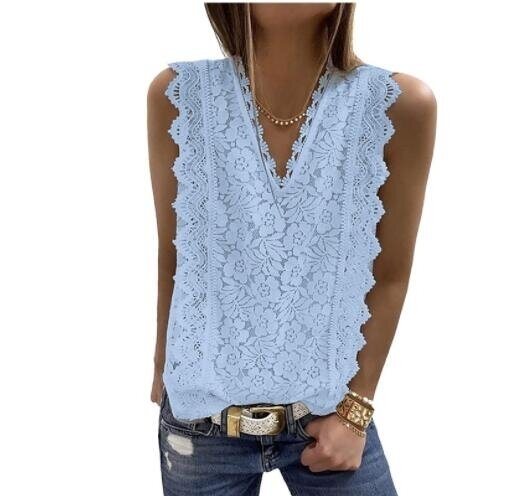 Camis Shirts Tanks V Neck Lace Details Vest