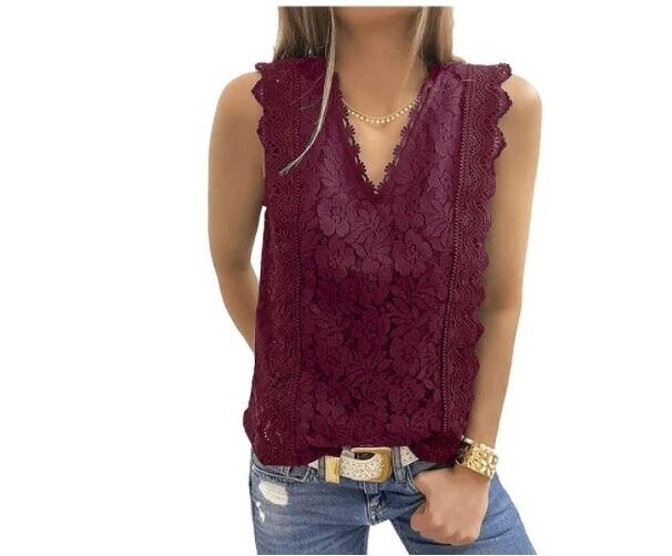 Camis Shirts Tanks V Neck Lace Details Vest