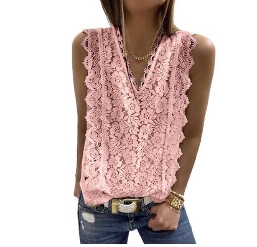 Camis Shirts Tanks V Neck Lace Details Vest