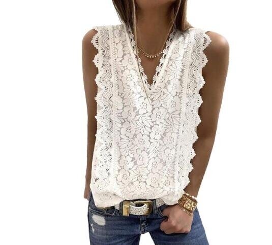 Camis Shirts Tanks V Neck Lace Details Vest