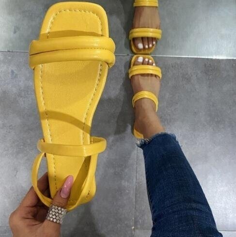 Open Toe Square Toe Beach Sandals