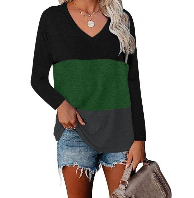 V-neck Long Sleeve T-shirt Tunics Top