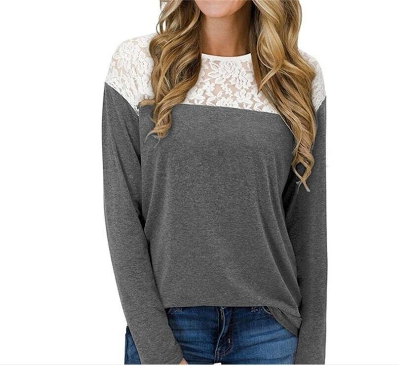 Lace Stitch Long Sleeve Tunics Shirt