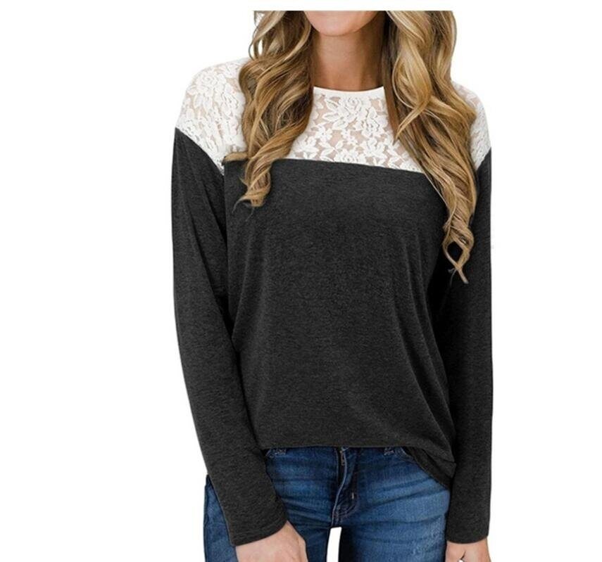 Lace Stitch Long Sleeve Tunics Shirt