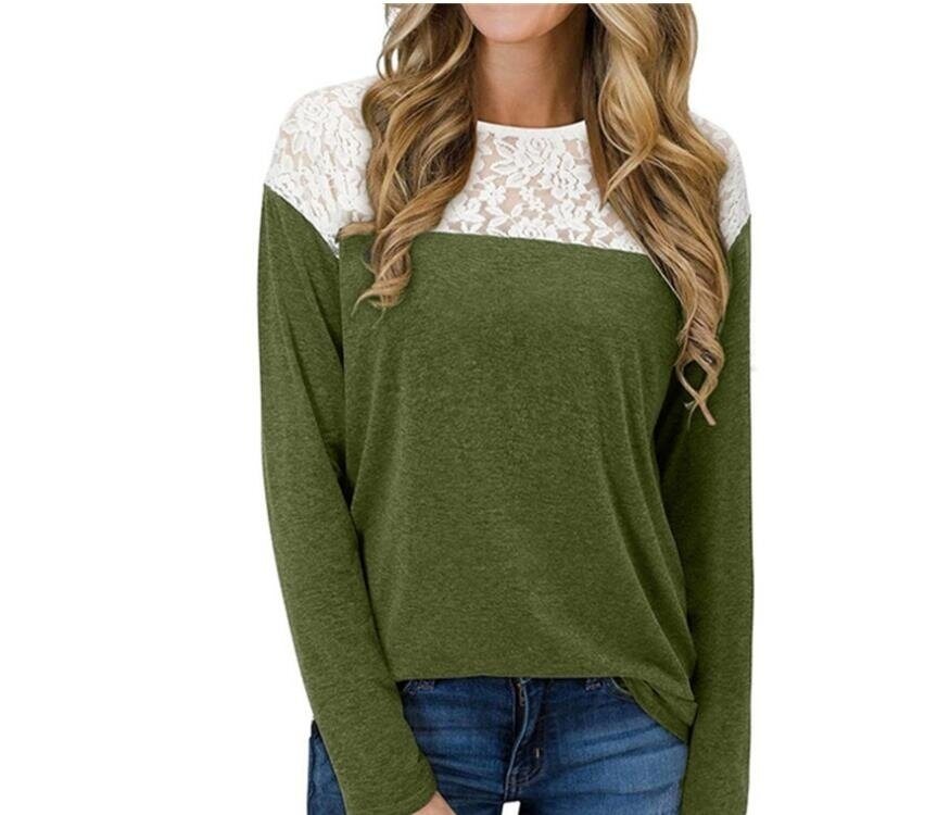 Lace Stitch Long Sleeve Tunics Shirt