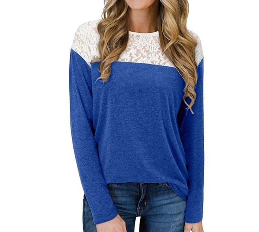 Lace Stitch Long Sleeve Tunics Shirt