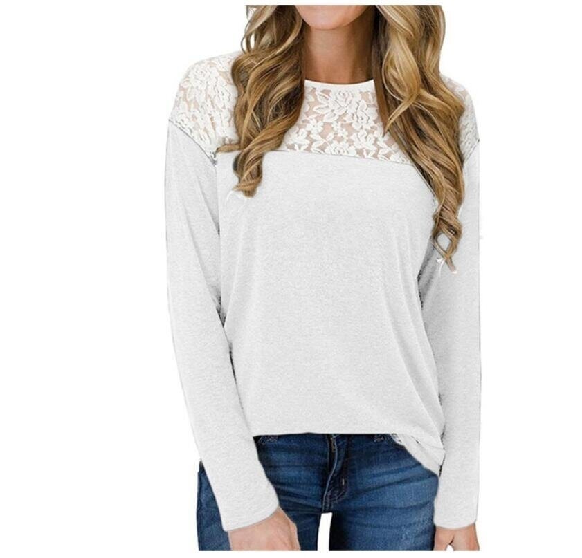 Lace Stitch Long Sleeve Tunics Shirt