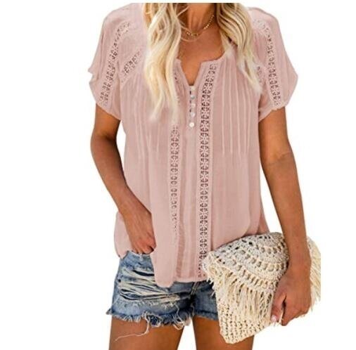 V Neck Lace Crochet Tops T Shirts Blouses Tops