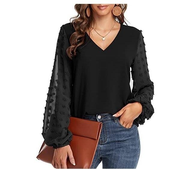 Chiffon Crochet Lace Shirts Flowy Tunic Tops