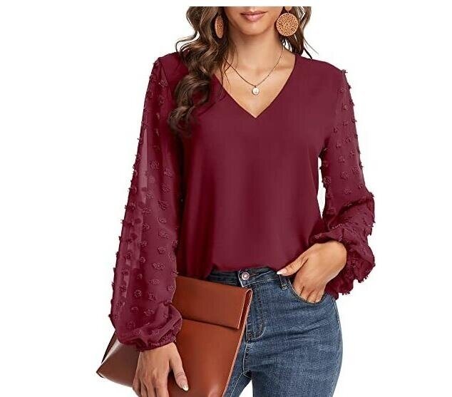 Chiffon Crochet Lace Shirts Flowy Tunic Tops