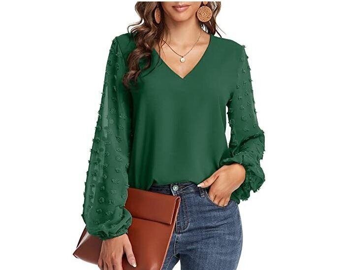 Chiffon Crochet Lace Shirts Flowy Tunic Tops