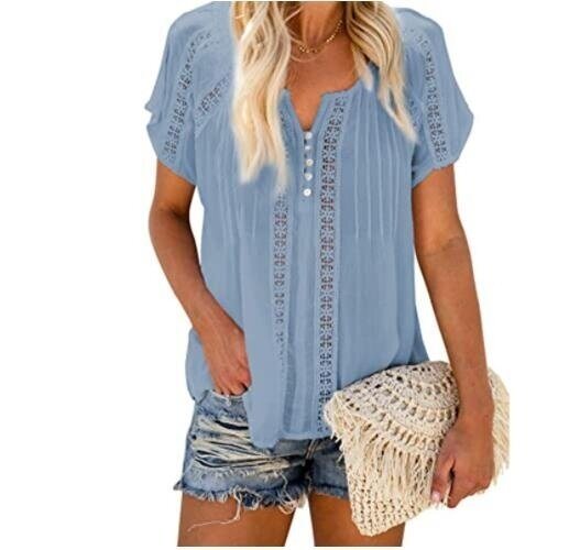 V Neck Lace Crochet Tops T Shirts Blouses Tops