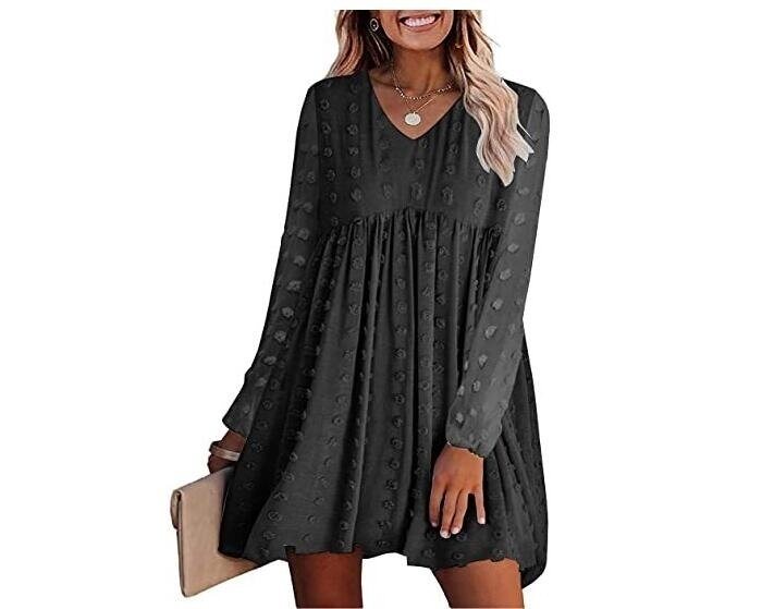 V Neck Casual Loose Flowy Swing Shift Dresses