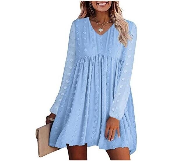 V Neck Casual Loose Flowy Swing Shift Dresses