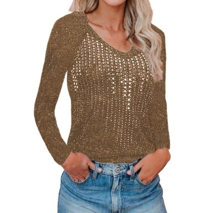 Shiny Diamond Ribbed Knit Sweater