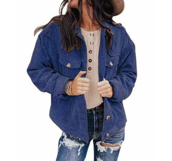 Corduroy Button Down Blouses Shirts Comfy Jacket