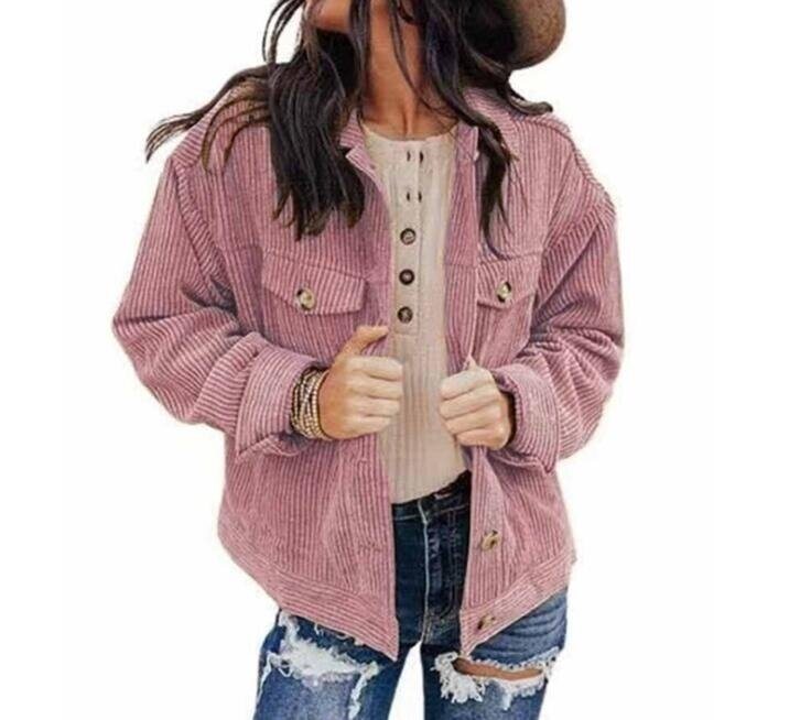 Corduroy Button Down Blouses Shirts Comfy Jacket