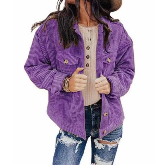 Corduroy Button Down Blouses Shirts Comfy Jacket