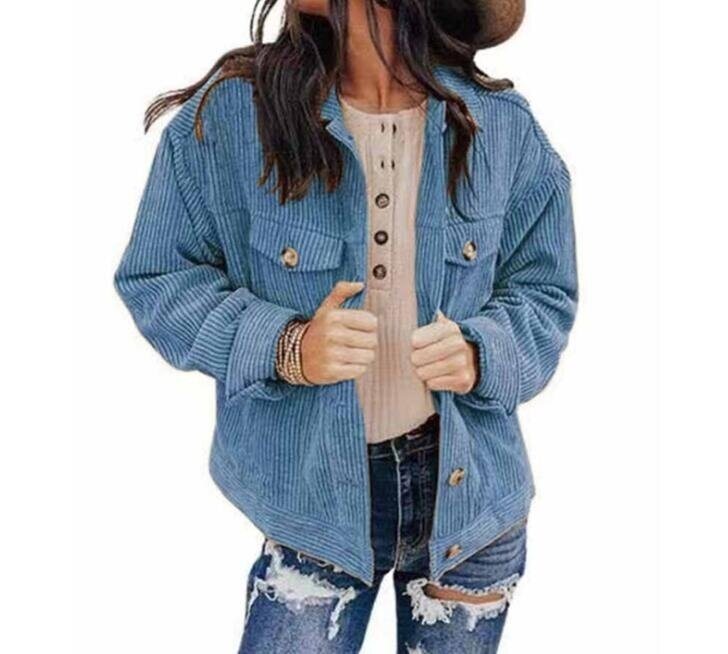 Corduroy Button Down Blouses Shirts Comfy Jacket