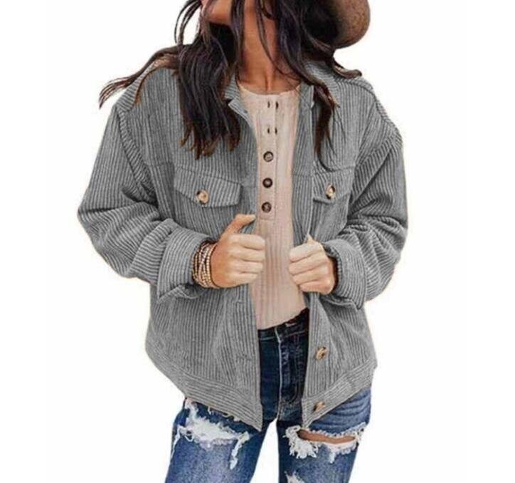 Corduroy Button Down Blouses Shirts Comfy Jacket