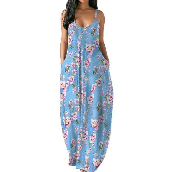 Floral Boho Spaghetti Strap Maxi Dress