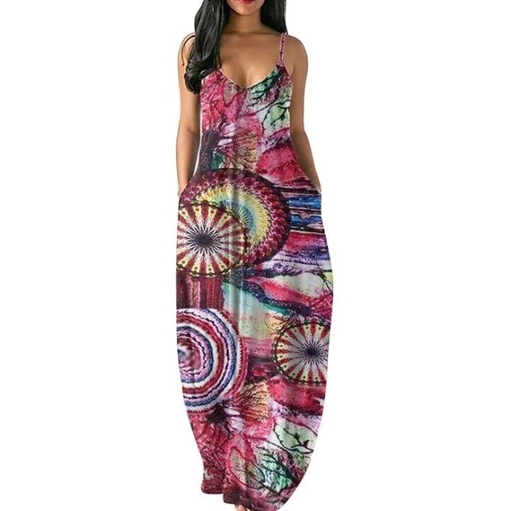 Floral Boho Spaghetti Strap Maxi Dress