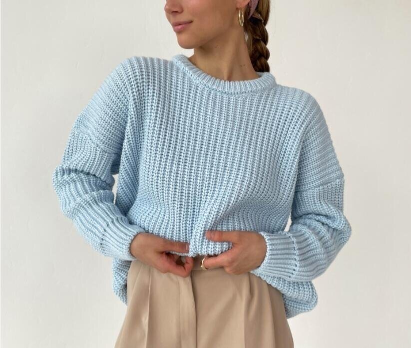 Oversized Ribbed Knit Pullover Sweater Top