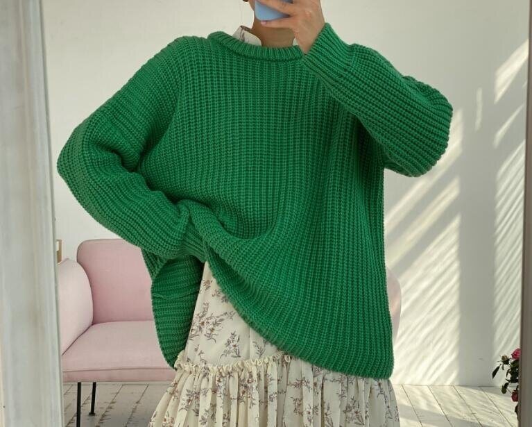 Oversized Ribbed Knit Pullover Sweater Top