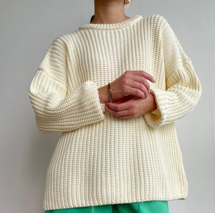 Oversized Ribbed Knit Pullover Sweater Top