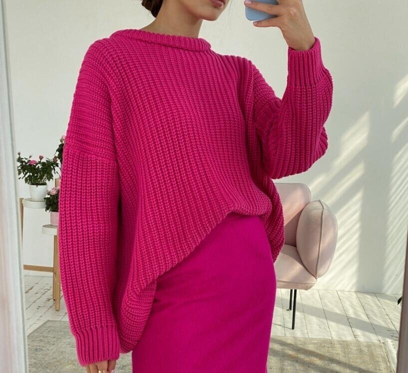 Oversized Ribbed Knit Pullover Sweater Top