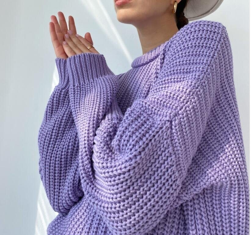 Oversized Ribbed Knit Pullover Sweater Top