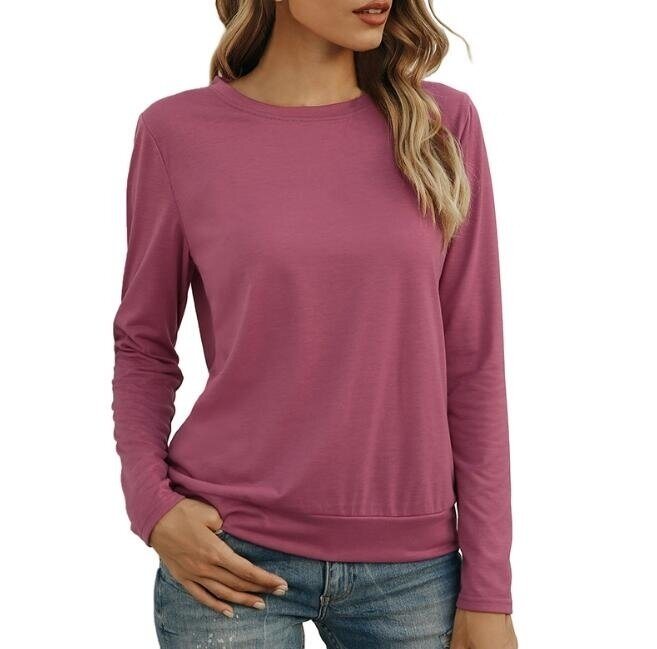 Round Neck Long Sleeve Blouses