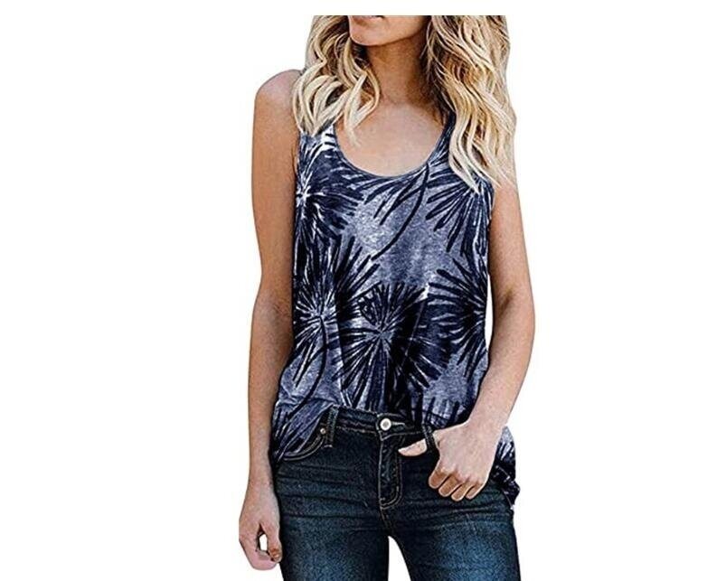 Printed Sleeveless Tank Tops Loose Fit T-Shirt