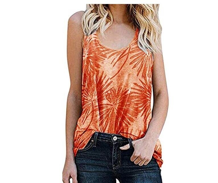 Printed Sleeveless Tank Tops Loose Fit T-Shirt