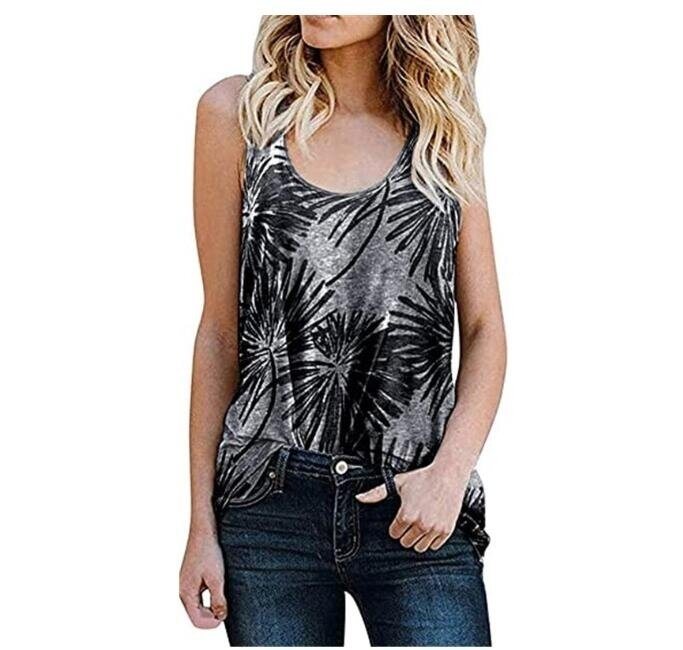 Printed Sleeveless Tank Tops Loose Fit T-Shirt