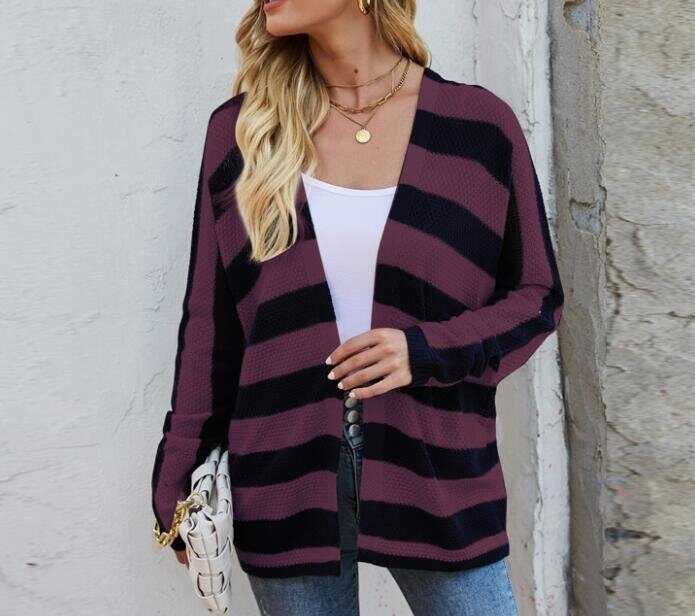 Striped Knitted Sweater Cardigan