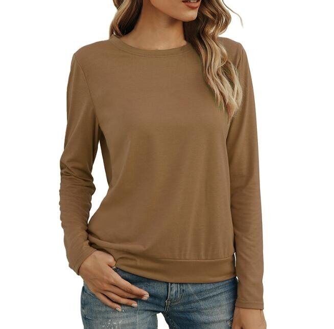 Round Neck Long Sleeve Blouses