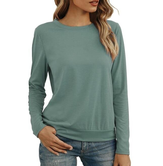 Round Neck Long Sleeve Blouses