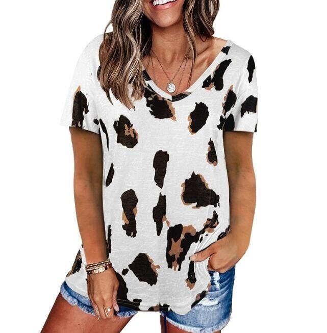 Leopard Print Loose Short Sleeve T-shirt