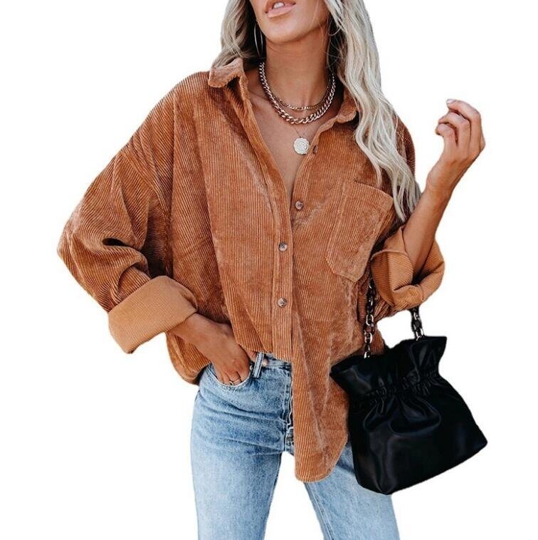 Corduroy Shirts Button Down Blouses Top