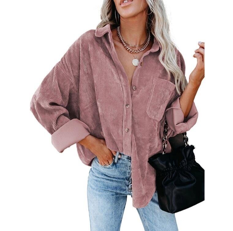 Corduroy Shirts Button Down Blouses Top