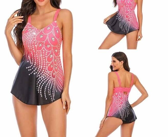 Feather Print Bikini Swimsuit Set