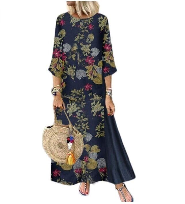 Linen Long Sleeve Bohemian Maxi Dress